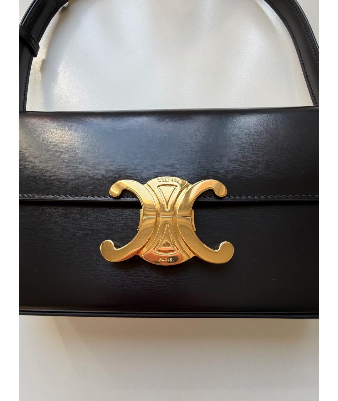 CELINE Черная кожаная сумка с короткими ручками, фото 5
