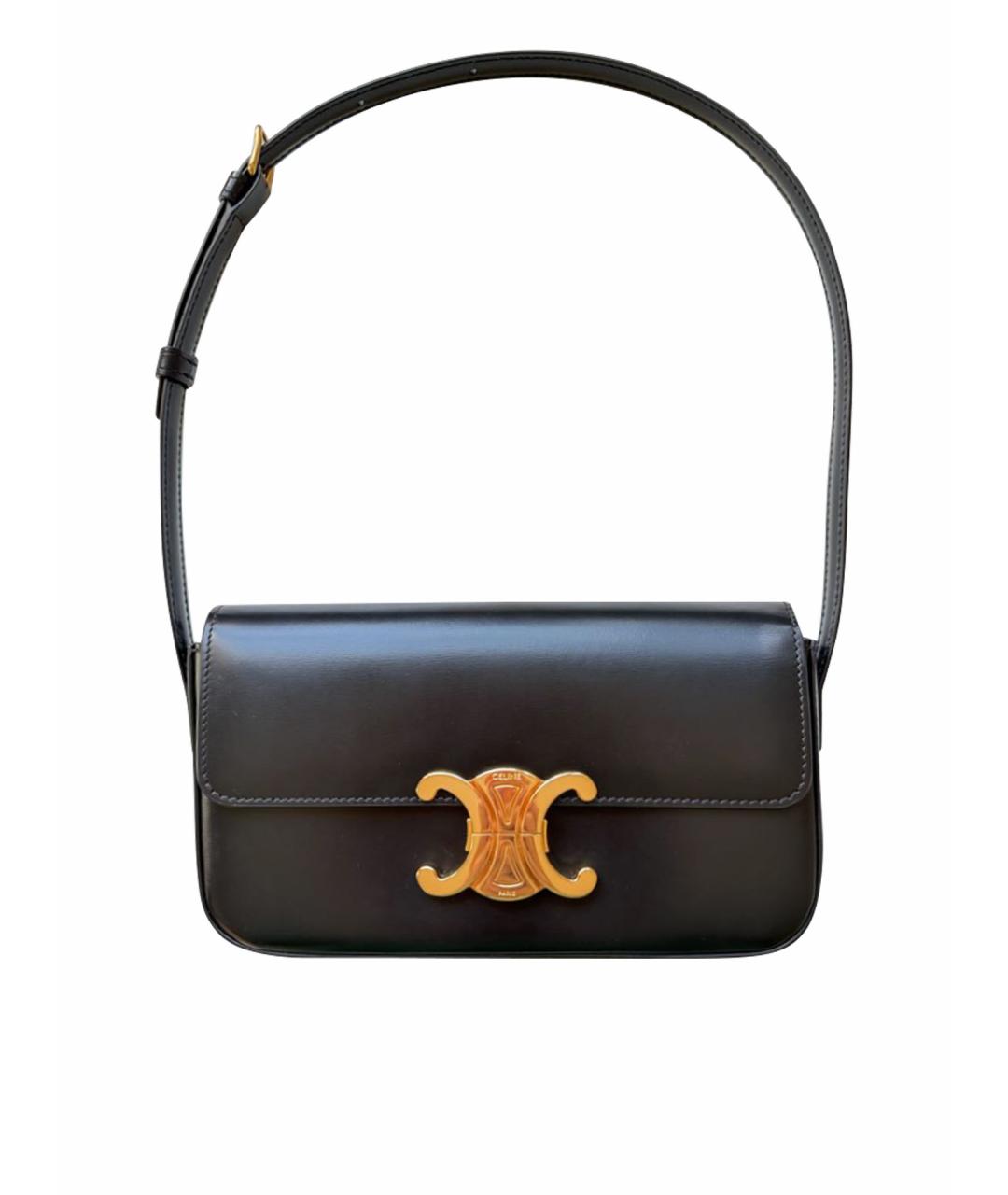 CELINE Черная кожаная сумка с короткими ручками, фото 1