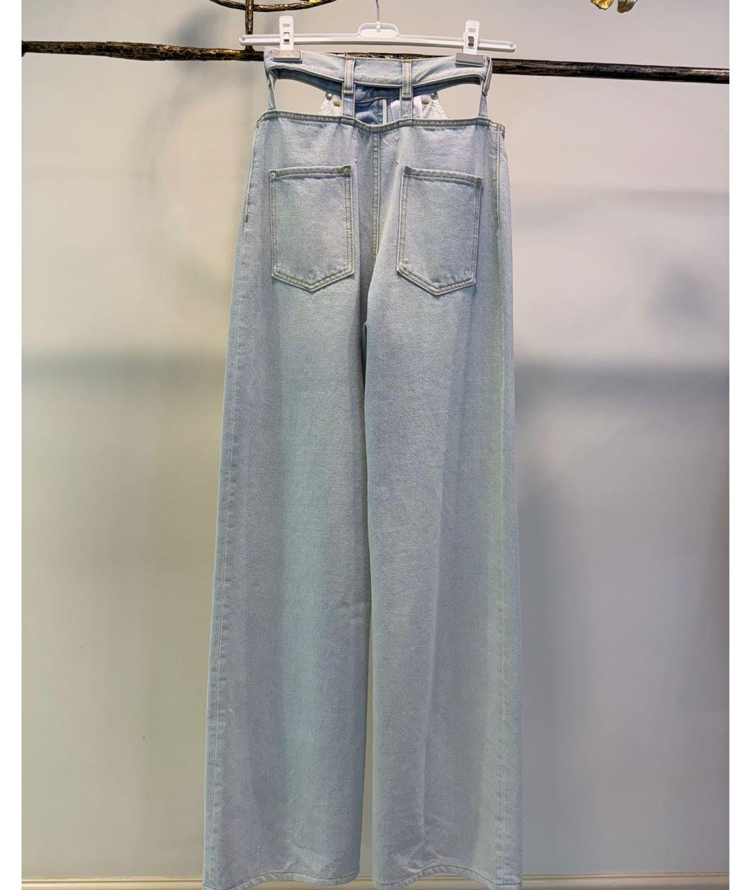 MAISON MARGIELA Голубые хлопковые прямые джинсы, фото 2