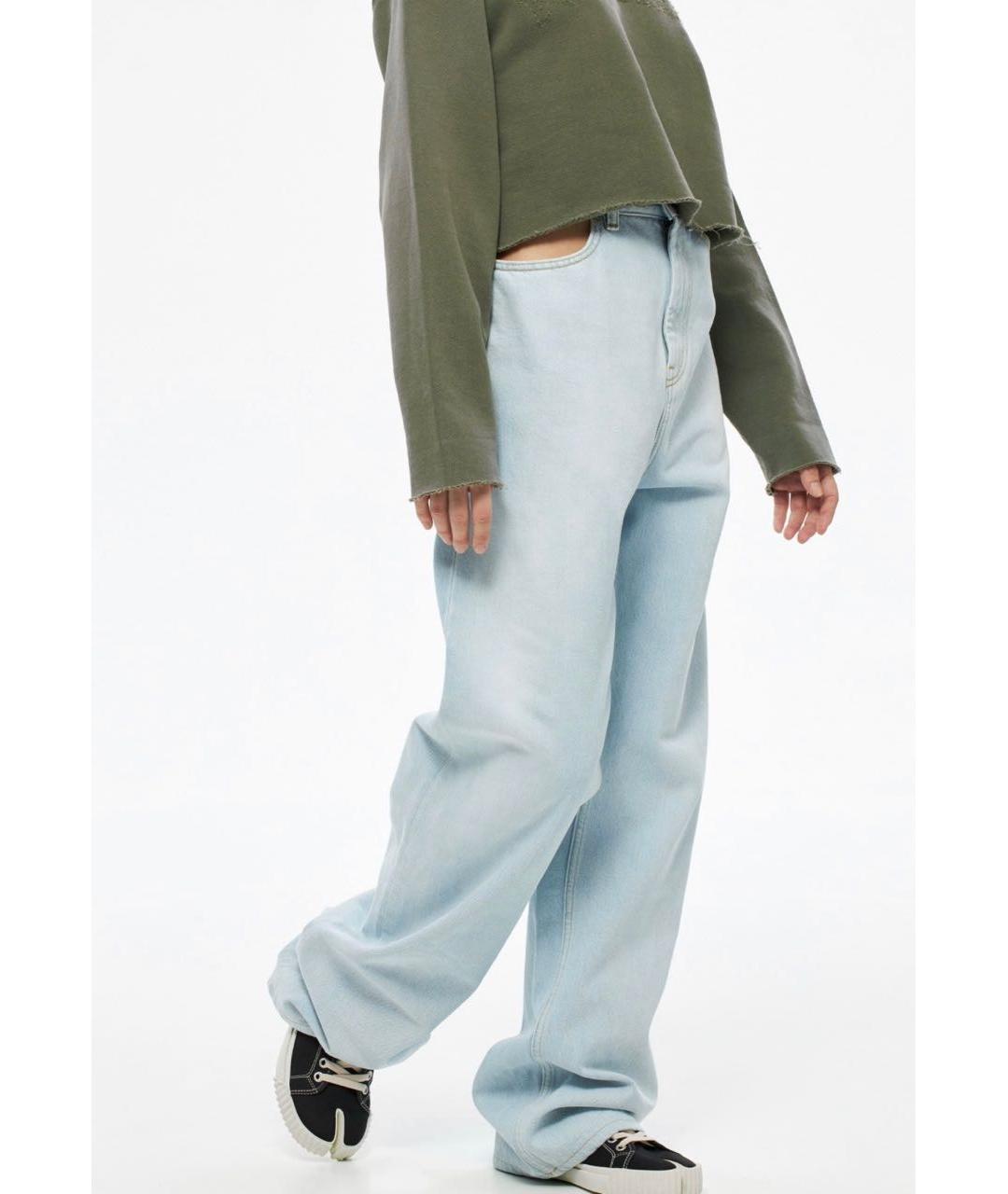 MAISON MARGIELA Голубые хлопковые прямые джинсы, фото 6