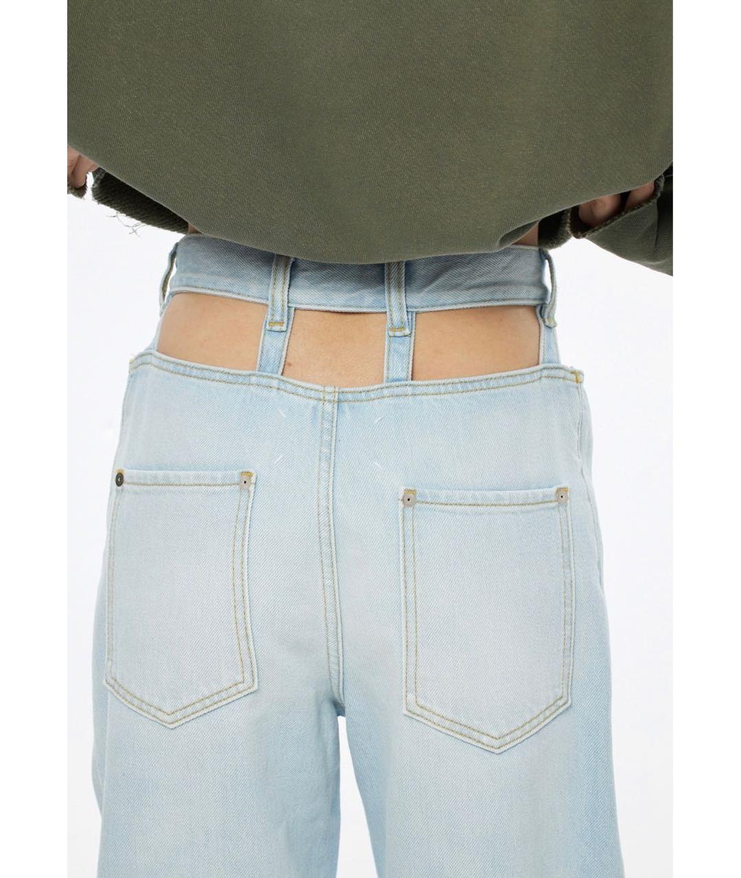 MAISON MARGIELA Голубые хлопковые прямые джинсы, фото 7