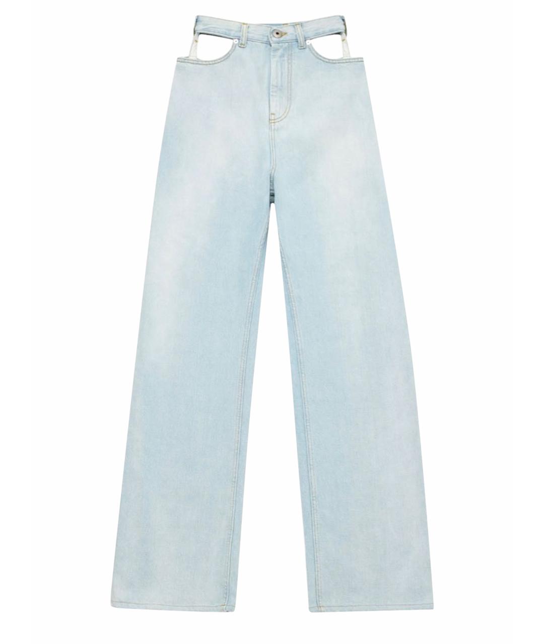 MAISON MARGIELA Голубые хлопковые прямые джинсы, фото 1