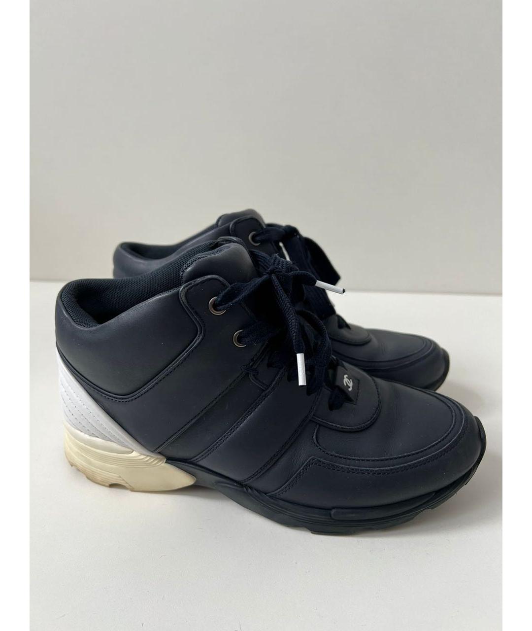 CHANEL Темно-синие кожаные кеды, фото 9