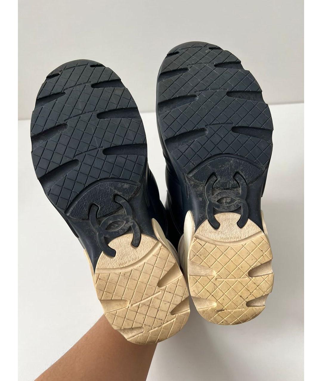 CHANEL Темно-синие кожаные кеды, фото 8