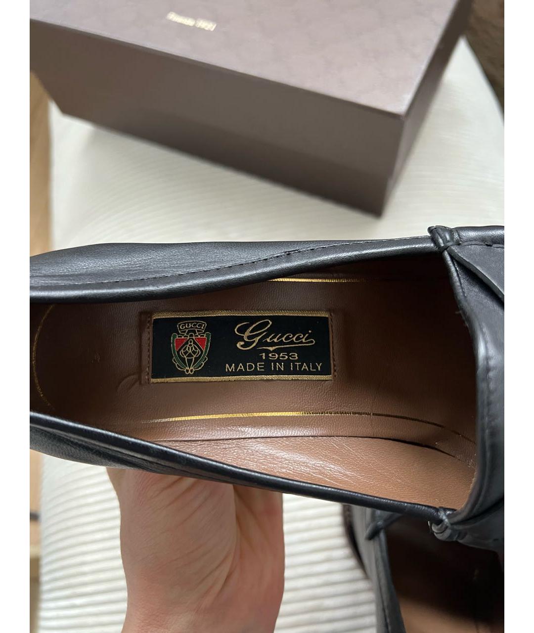 GUCCI Черные кожаные туфли, фото 6