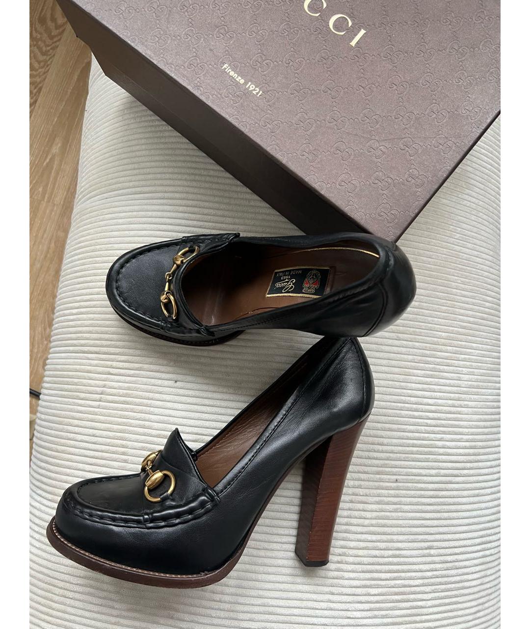 GUCCI Черные кожаные туфли, фото 3