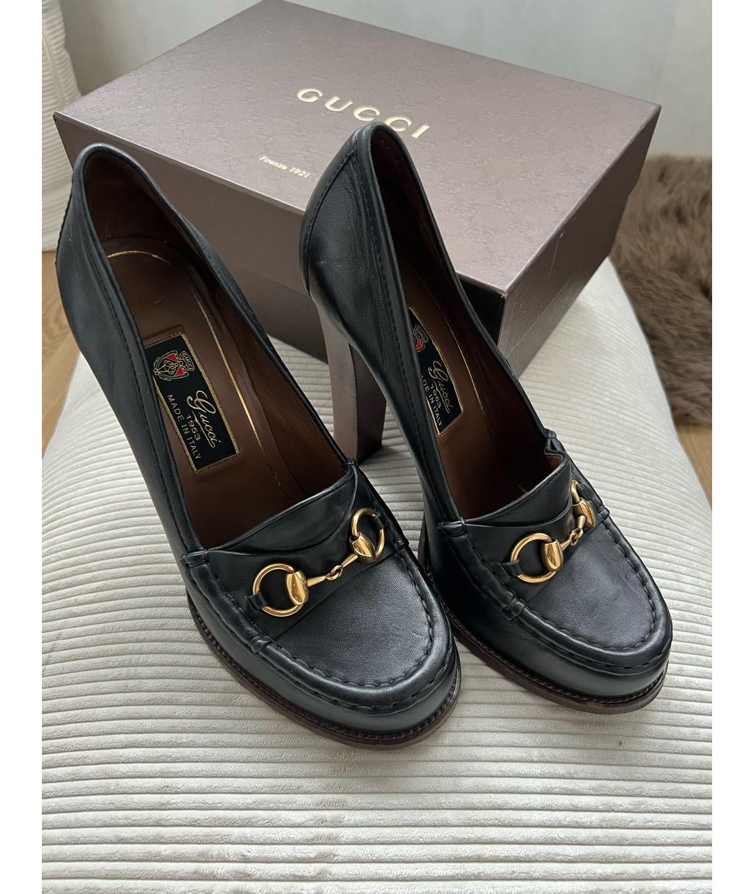 GUCCI Черные кожаные туфли, фото 2