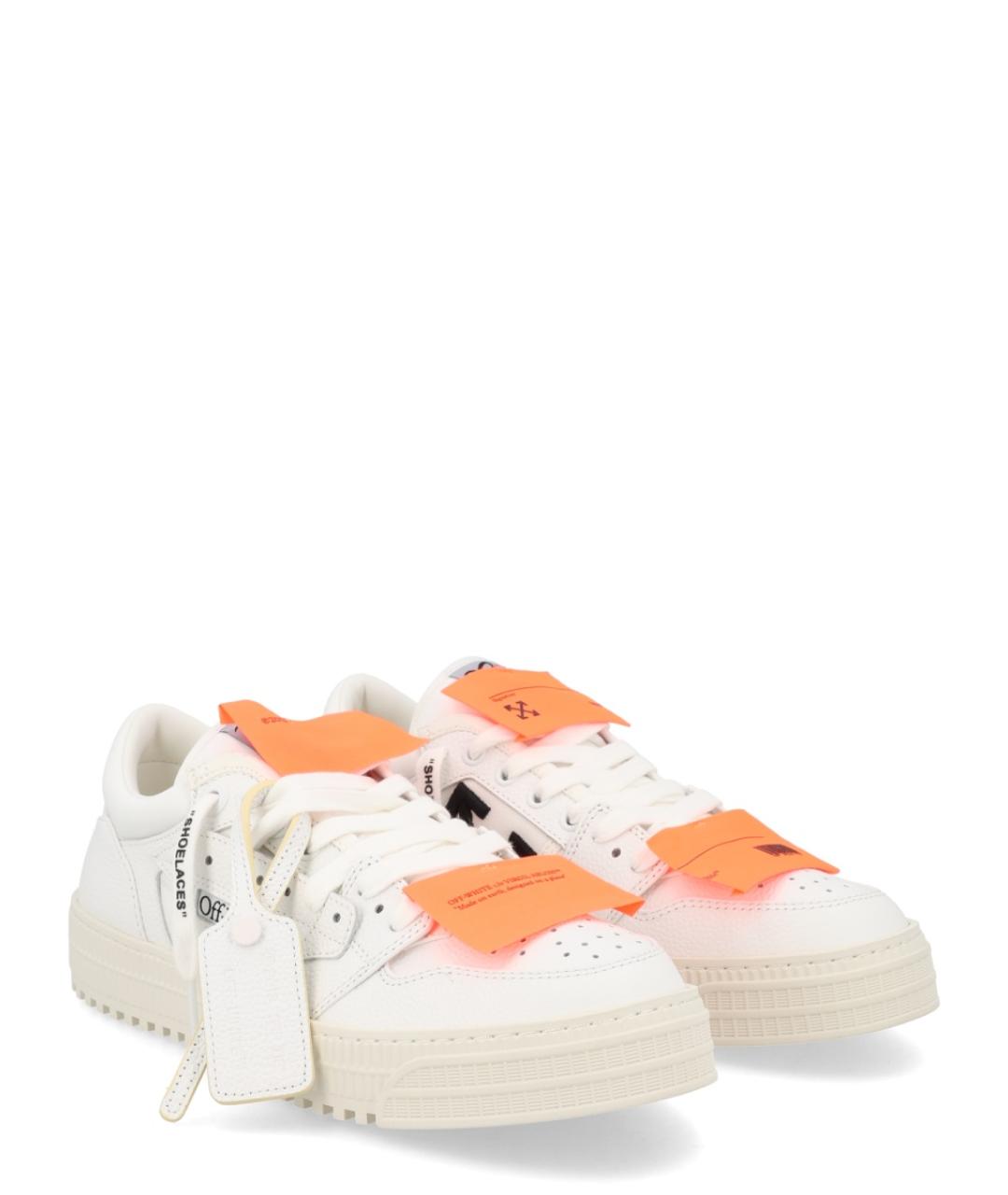 OFF-WHITE Белые кожаные низкие кроссовки / кеды, фото 2