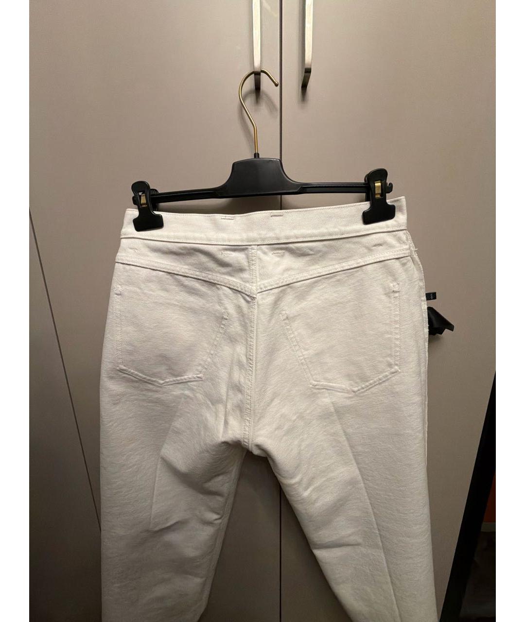 CELINE Белые хлопковые прямые джинсы, фото 4