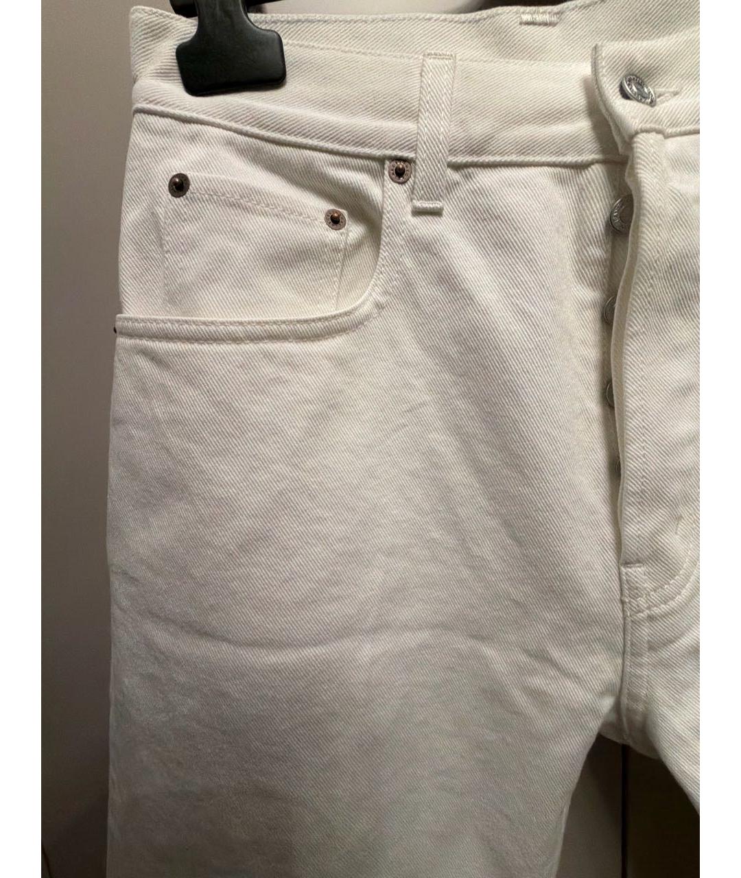 CELINE Белые хлопковые прямые джинсы, фото 6