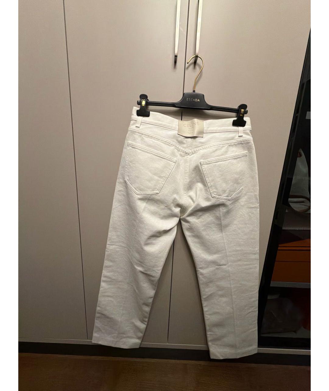 CELINE Белые хлопковые прямые джинсы, фото 2