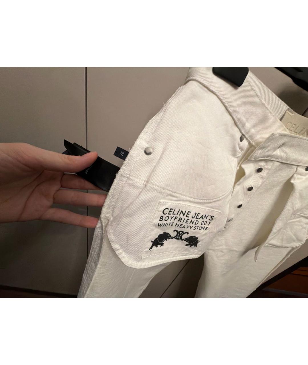 CELINE Белые хлопковые прямые джинсы, фото 5