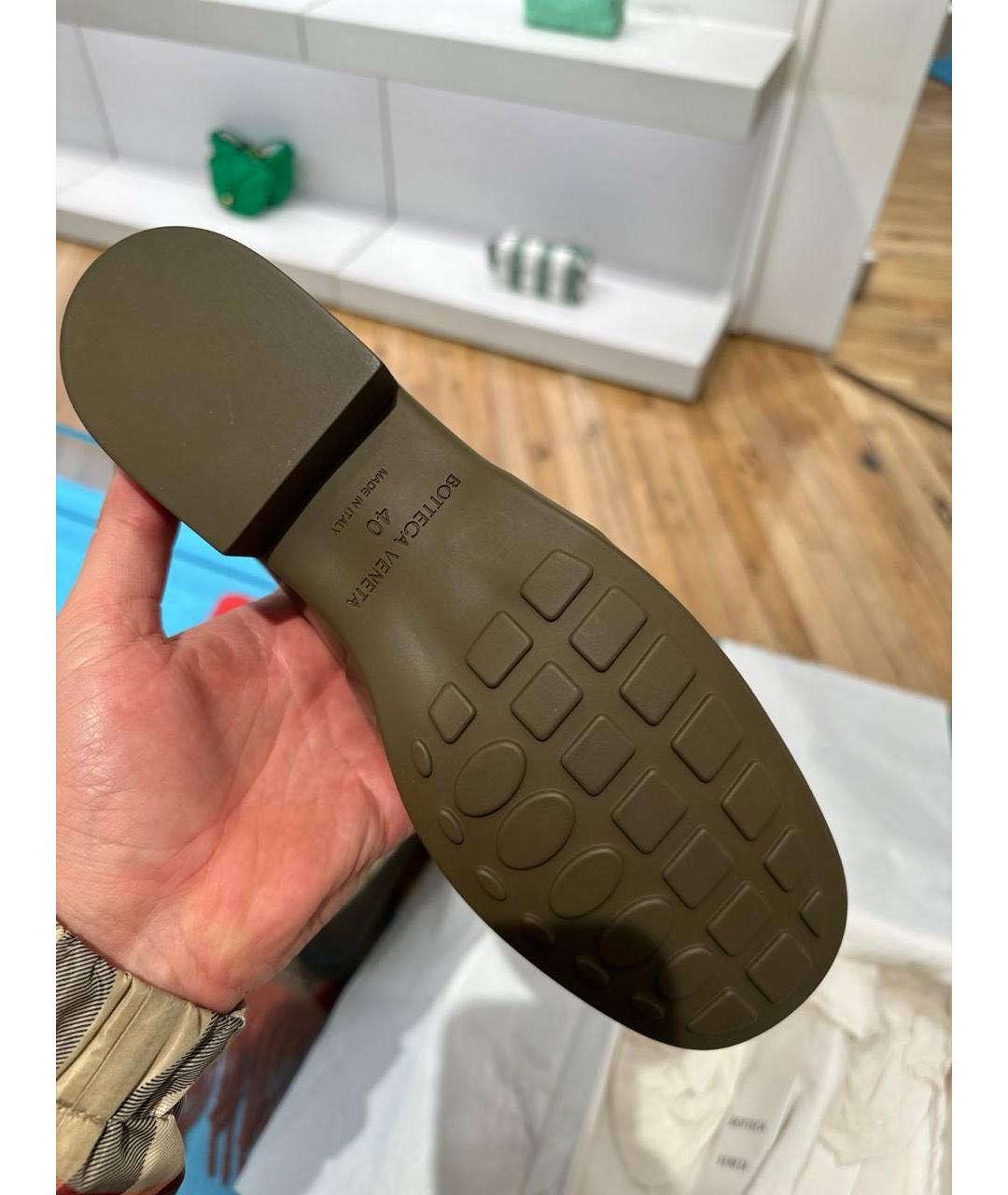 BOTTEGA VENETA Хаки кожаные лоферы, фото 8