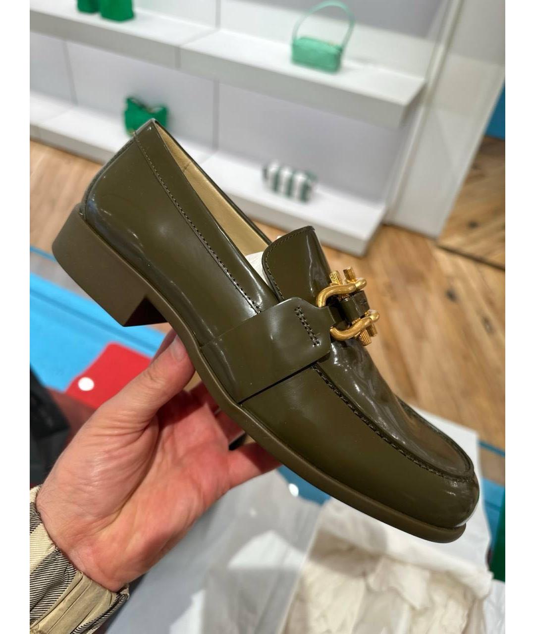 BOTTEGA VENETA Хаки кожаные лоферы, фото 9