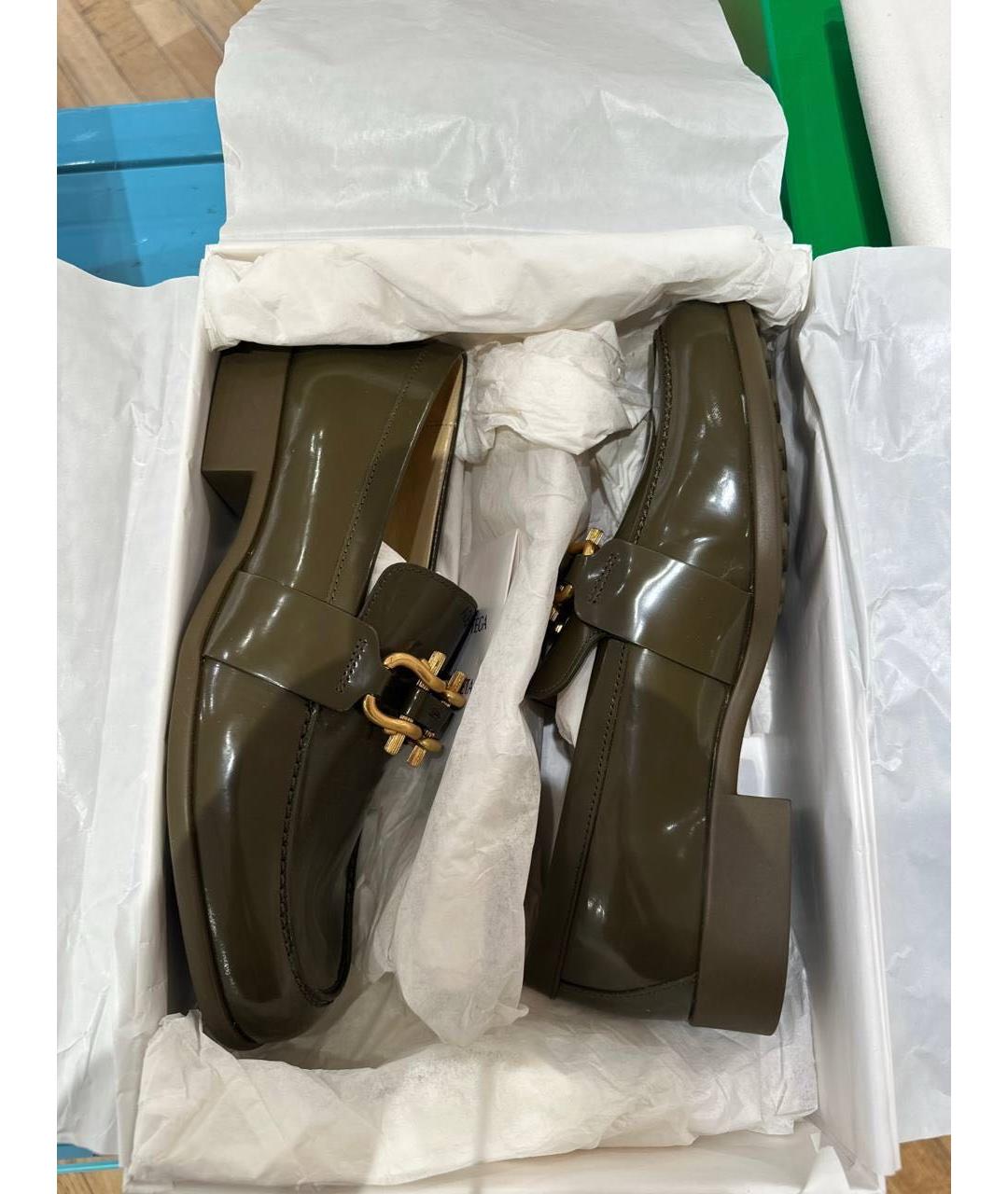 BOTTEGA VENETA Хаки кожаные лоферы, фото 7