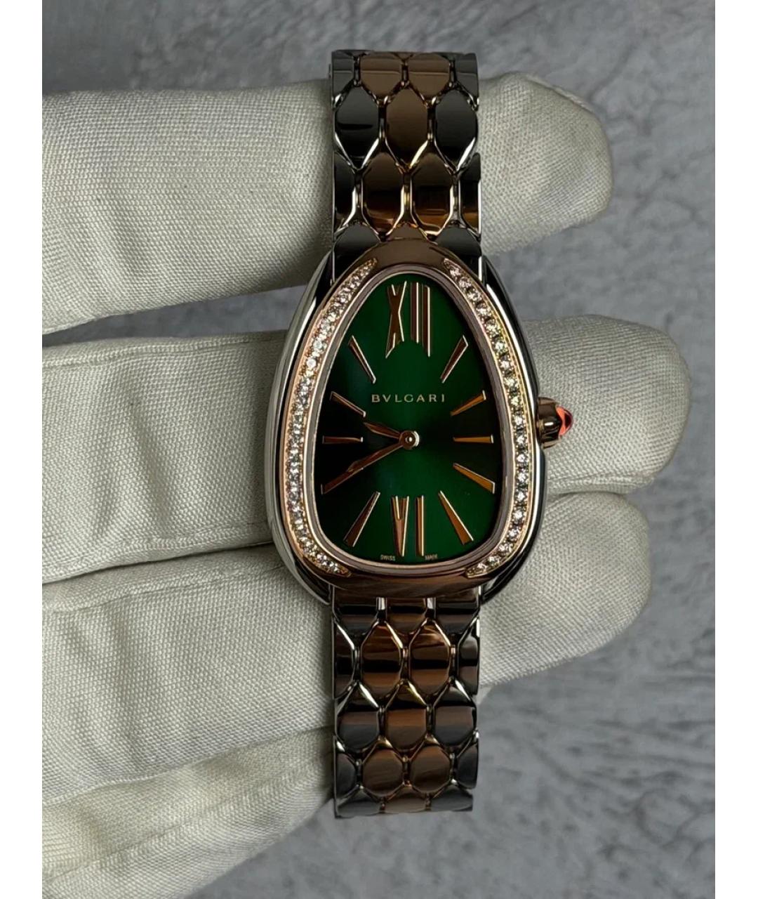 BVLGARI Зеленые часы из розового золота, фото 2