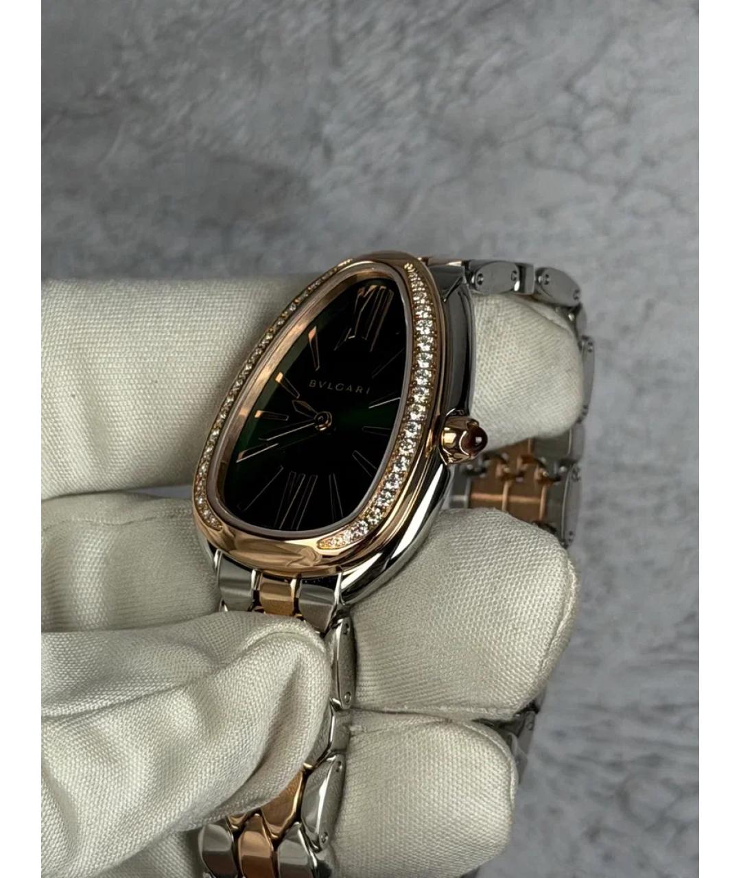 BVLGARI Зеленые часы из розового золота, фото 3