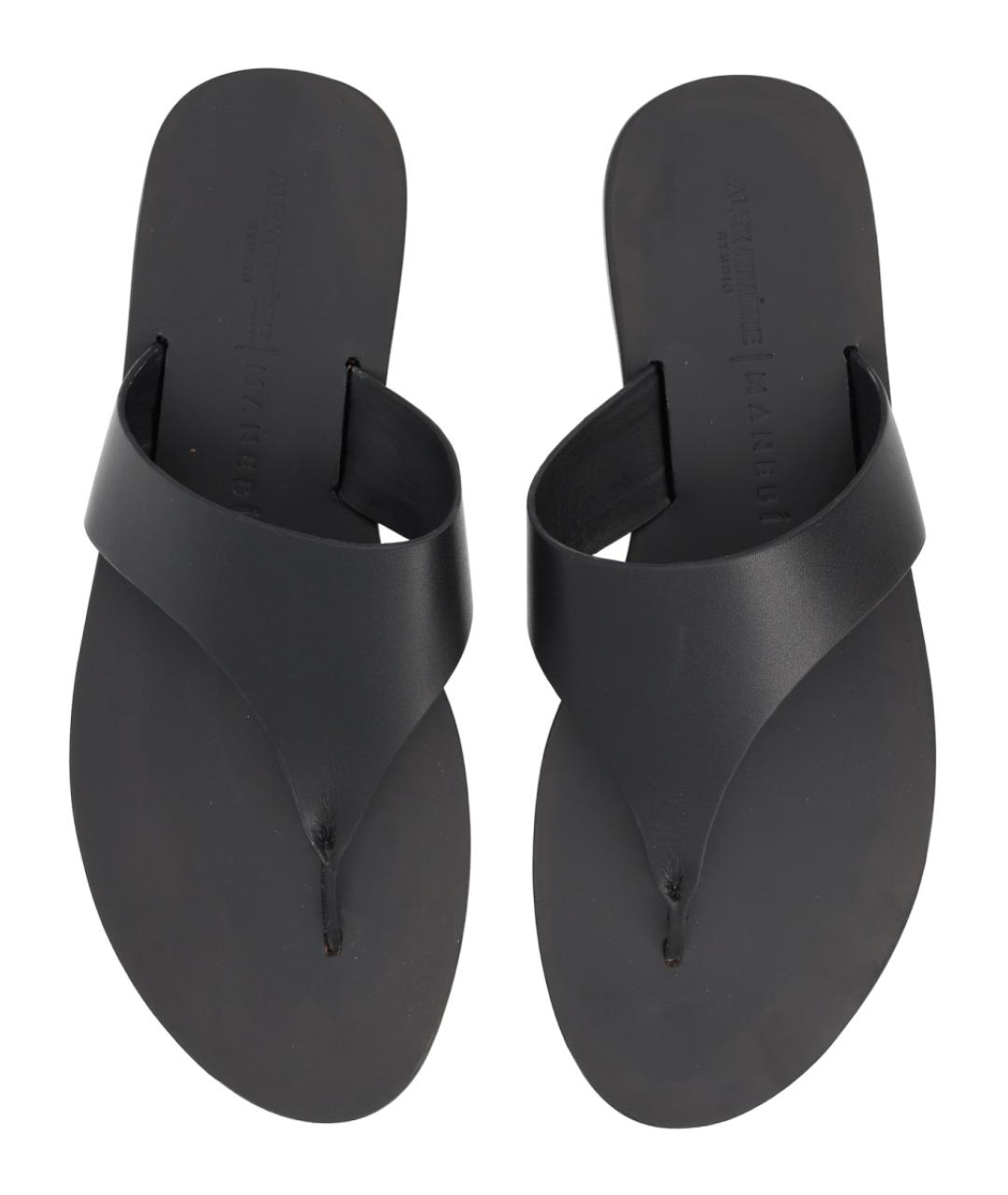 MANEBI Черные кожаные сандалии, фото 5