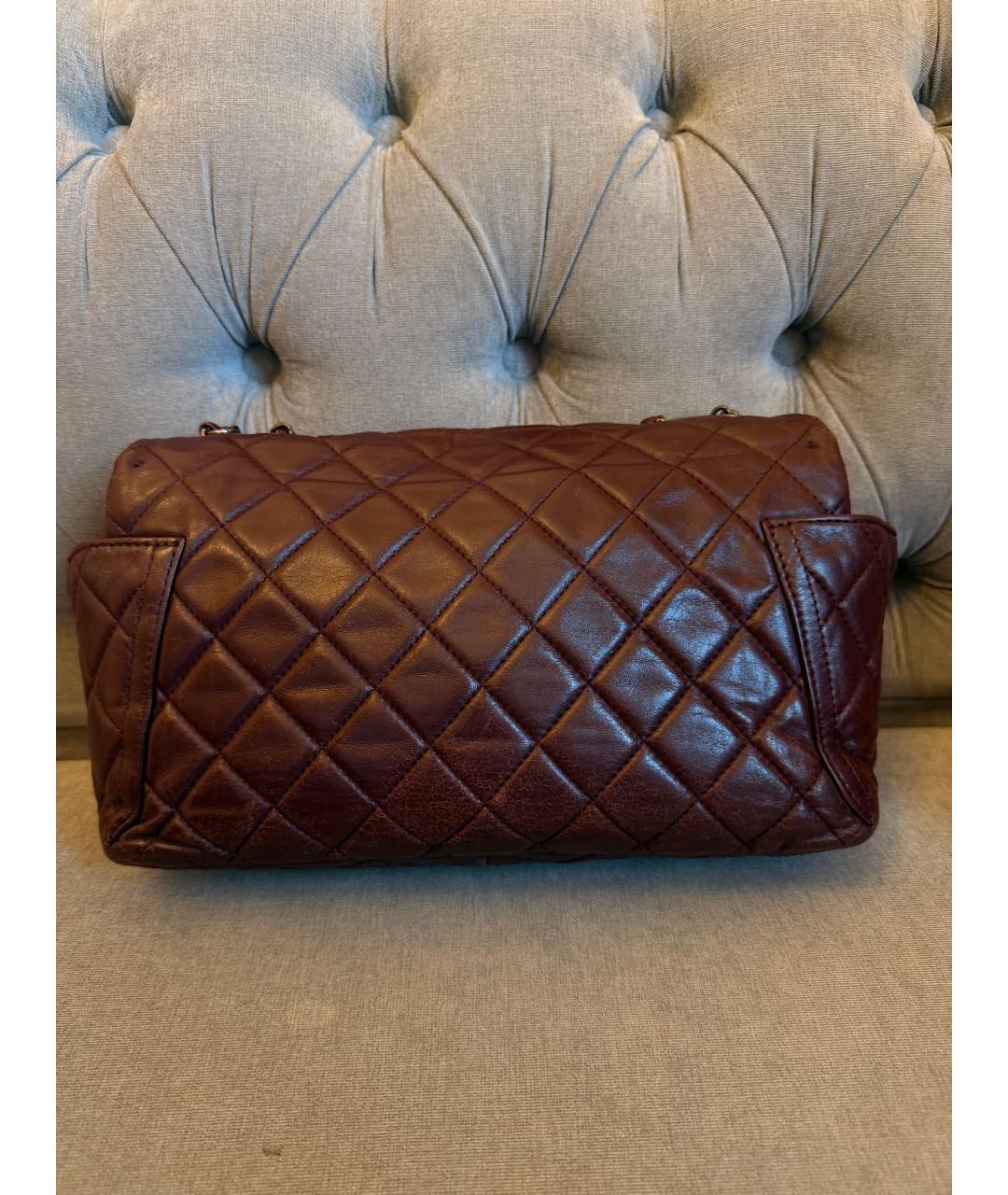 CHANEL Бордовая кожаная сумка через плечо, фото 2