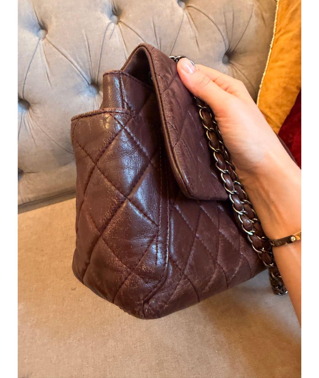 CHANEL Бордовая кожаная сумка через плечо, фото 4