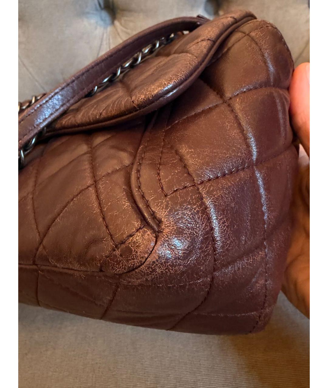 CHANEL Бордовая кожаная сумка через плечо, фото 3