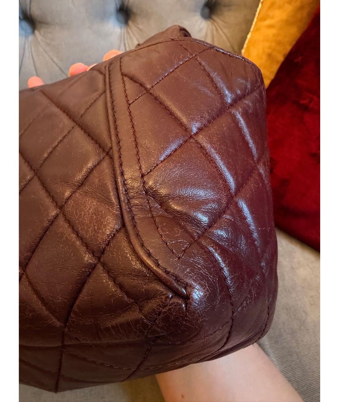 CHANEL Бордовая кожаная сумка через плечо, фото 5