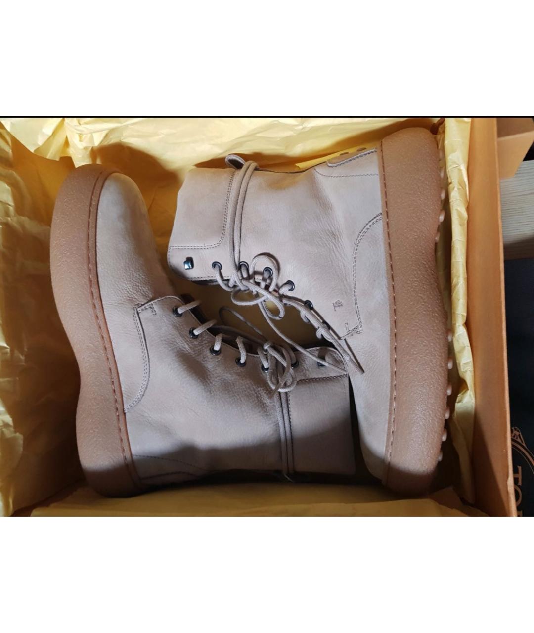 TOD'S Бежевые нубуковые ботинки, фото 5