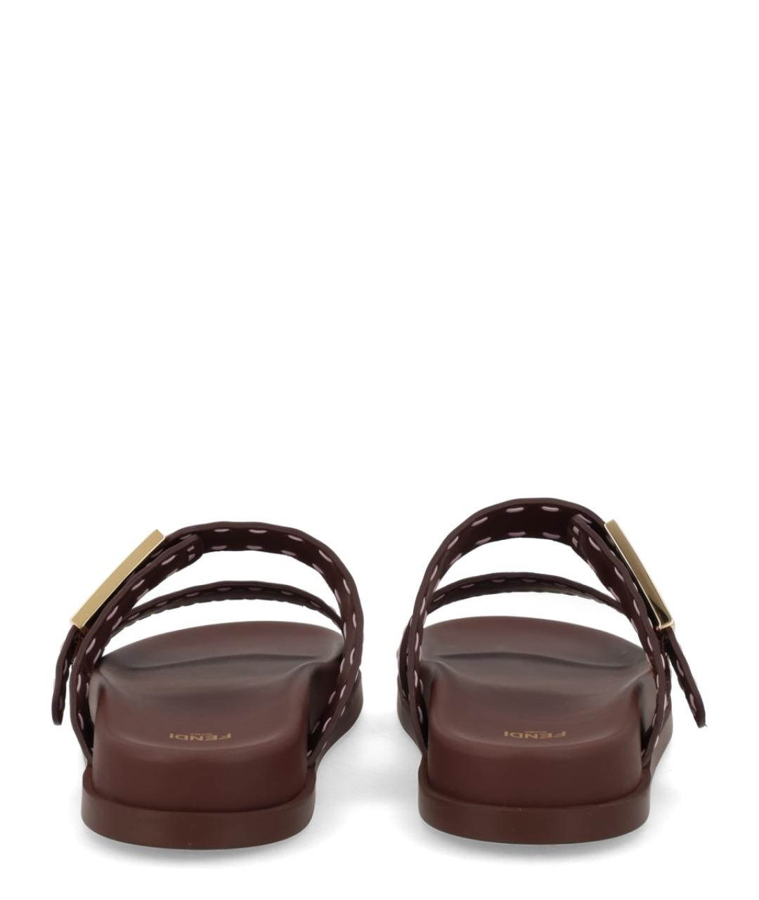 FENDI Коричневые кожаные сандалии, фото 4