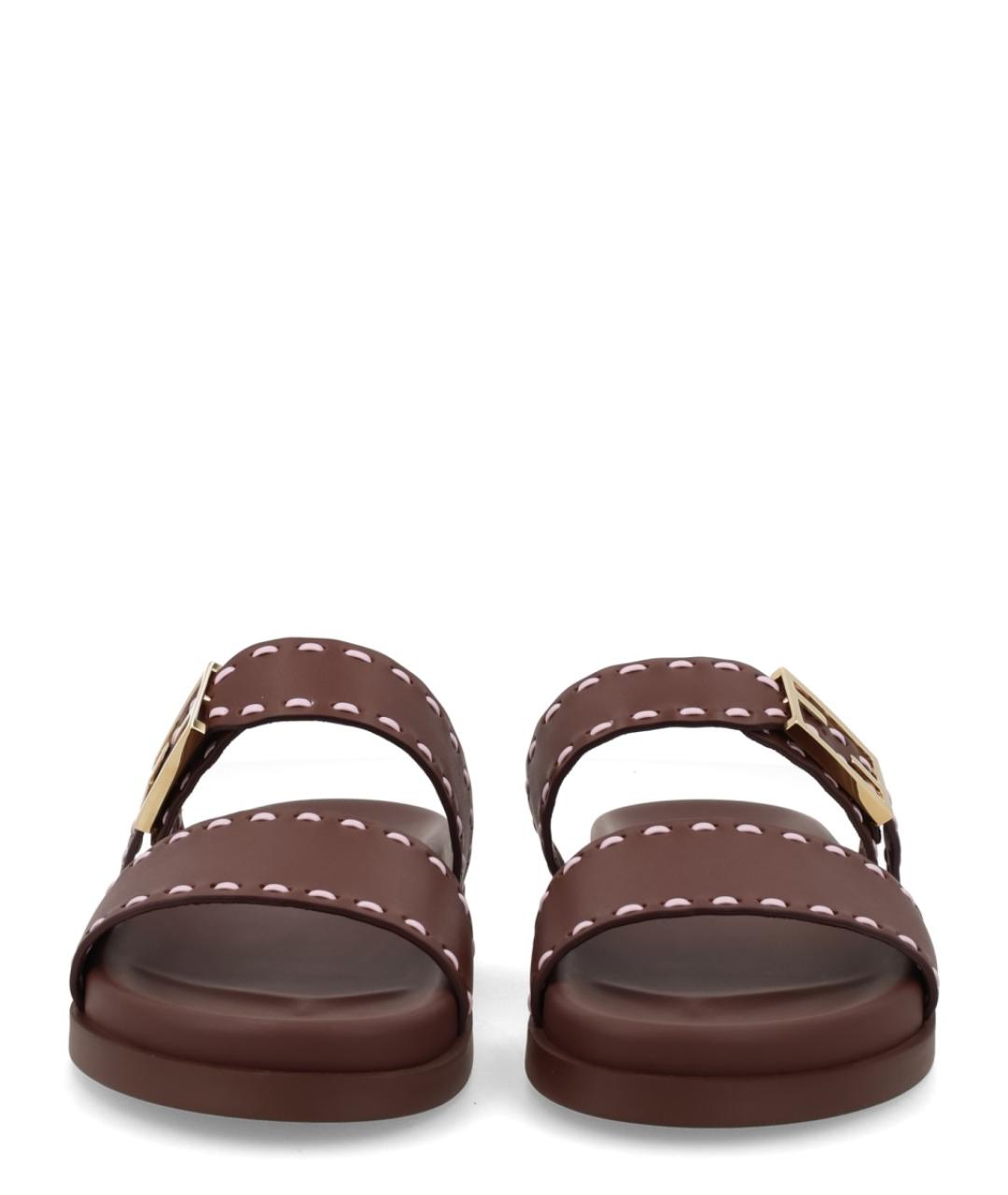 FENDI Коричневые кожаные сандалии, фото 3