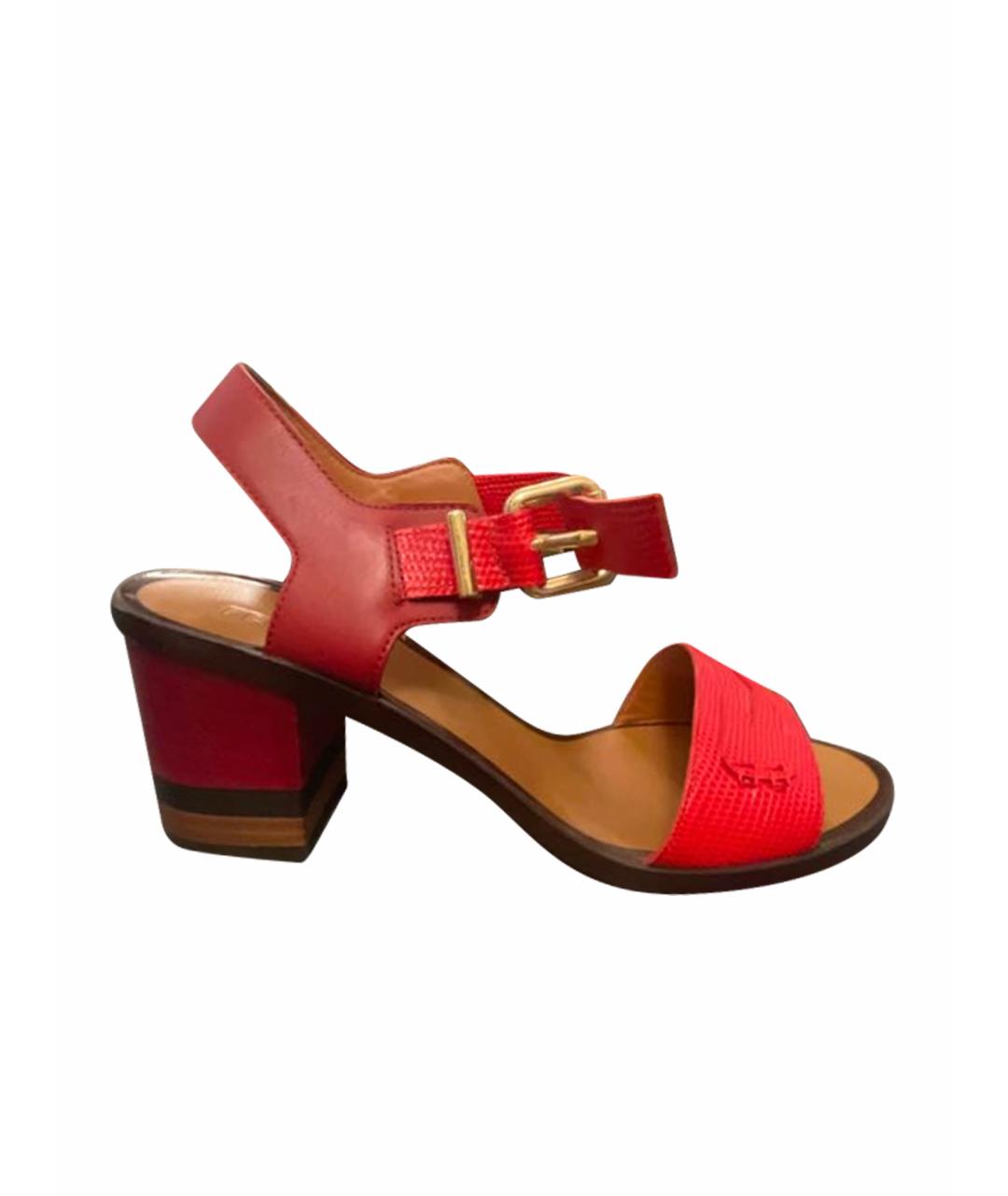 FENDI Красные босоножки из экзотической кожи, фото 1