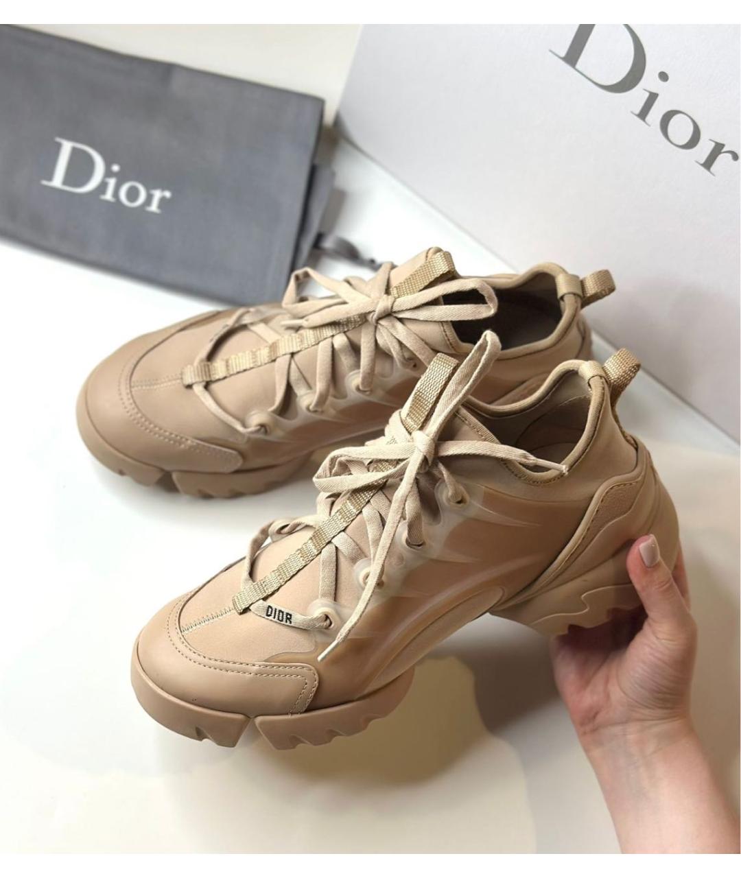 CHRISTIAN DIOR Бежевые текстильные кроссовки, фото 8