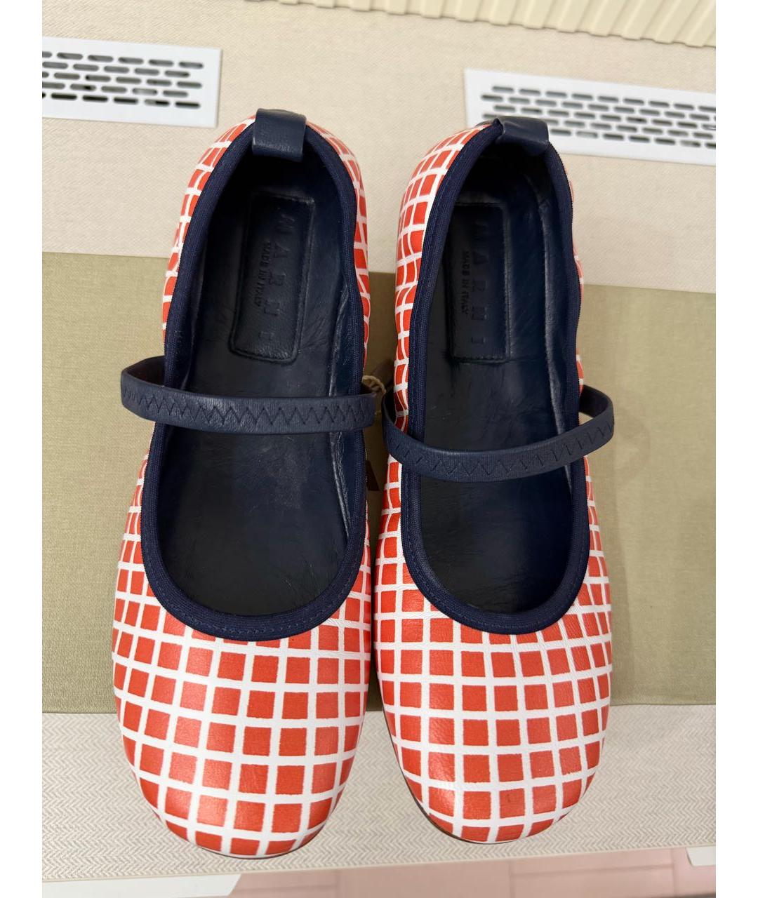 MARNI Коралловые кожаные балетки, фото 2