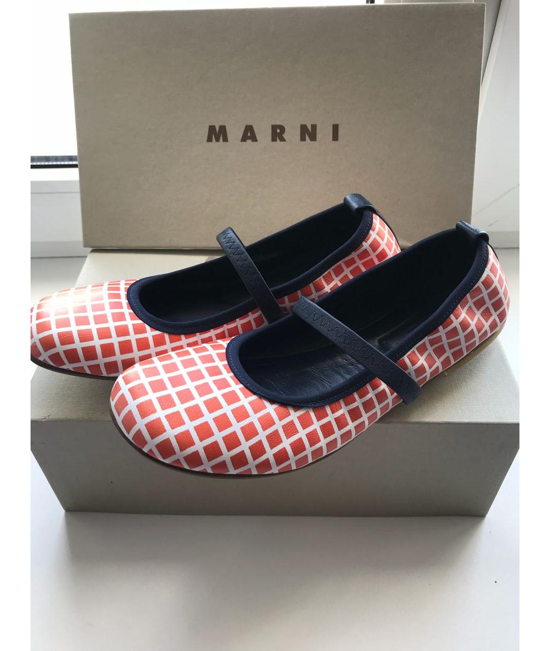 MARNI Коралловые кожаные балетки, фото 8