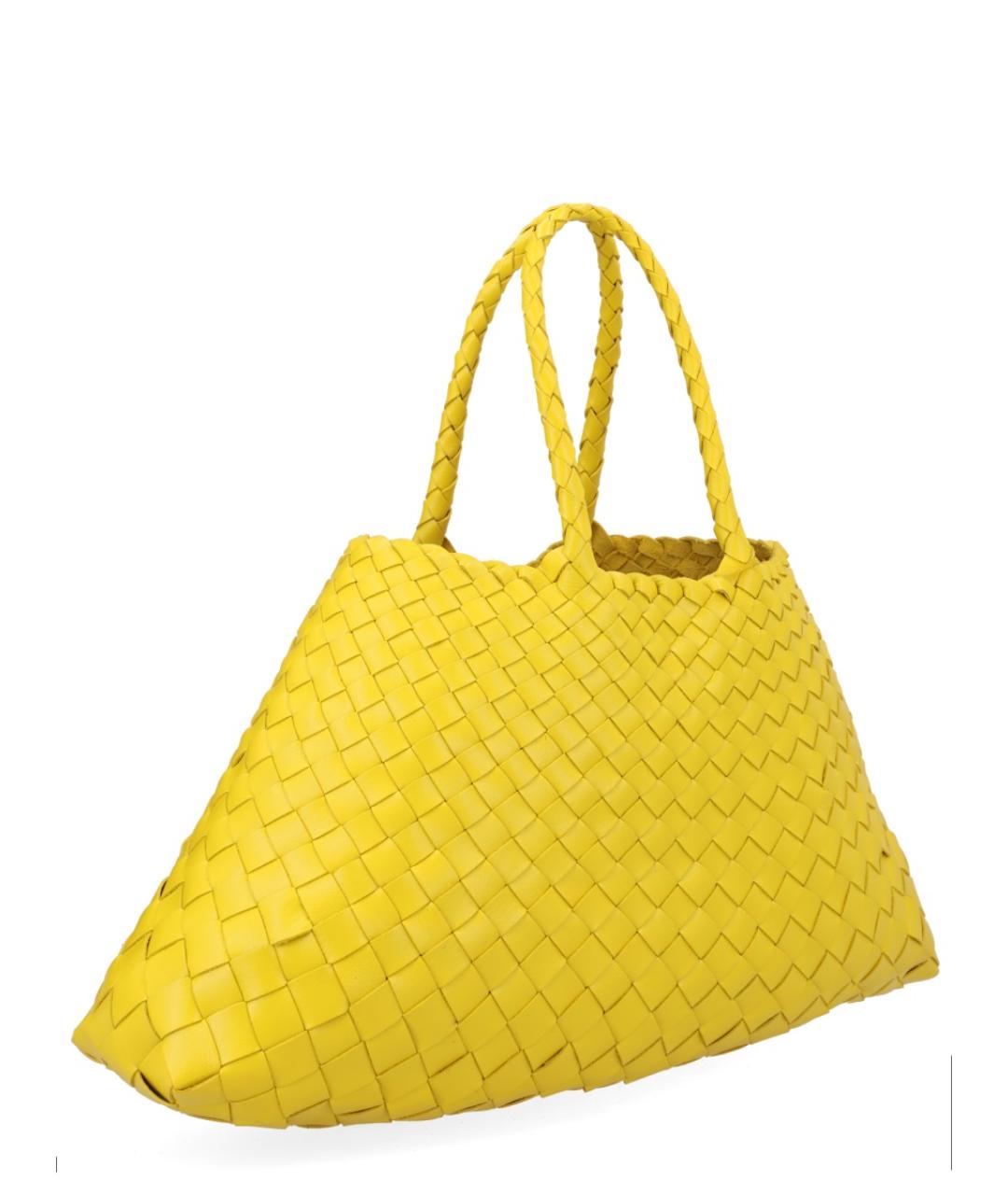 Dragon Diffusion Желтая кожаная сумка тоут, фото 3