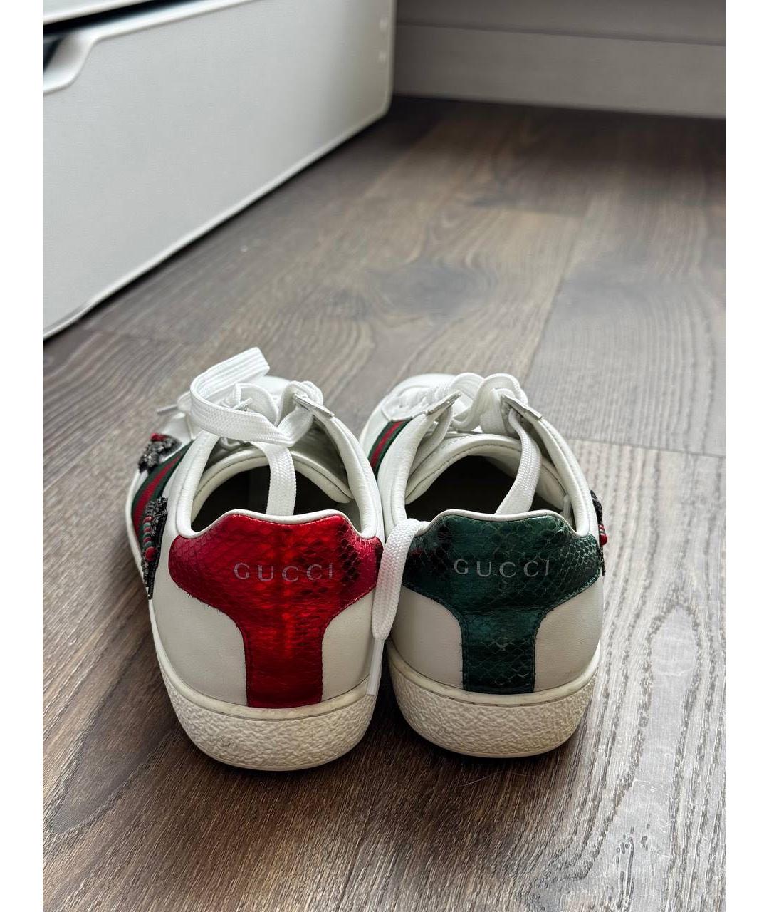 GUCCI Белые кожаные кеды, фото 4