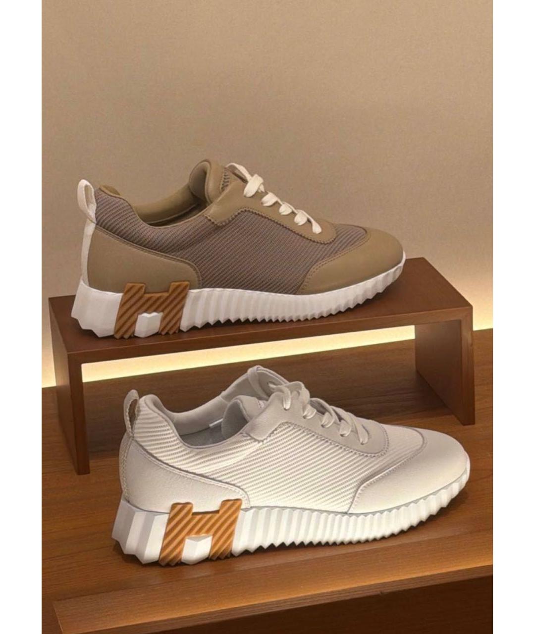 HERMES Белые кожаные кроссовки, фото 2