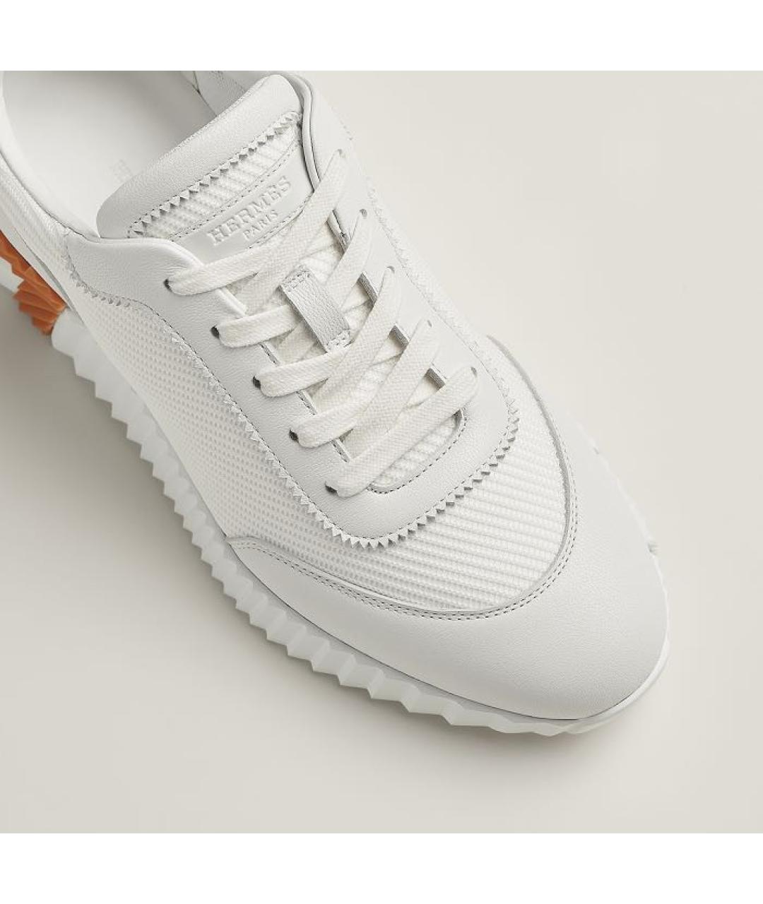 HERMES Белые кожаные кроссовки, фото 5