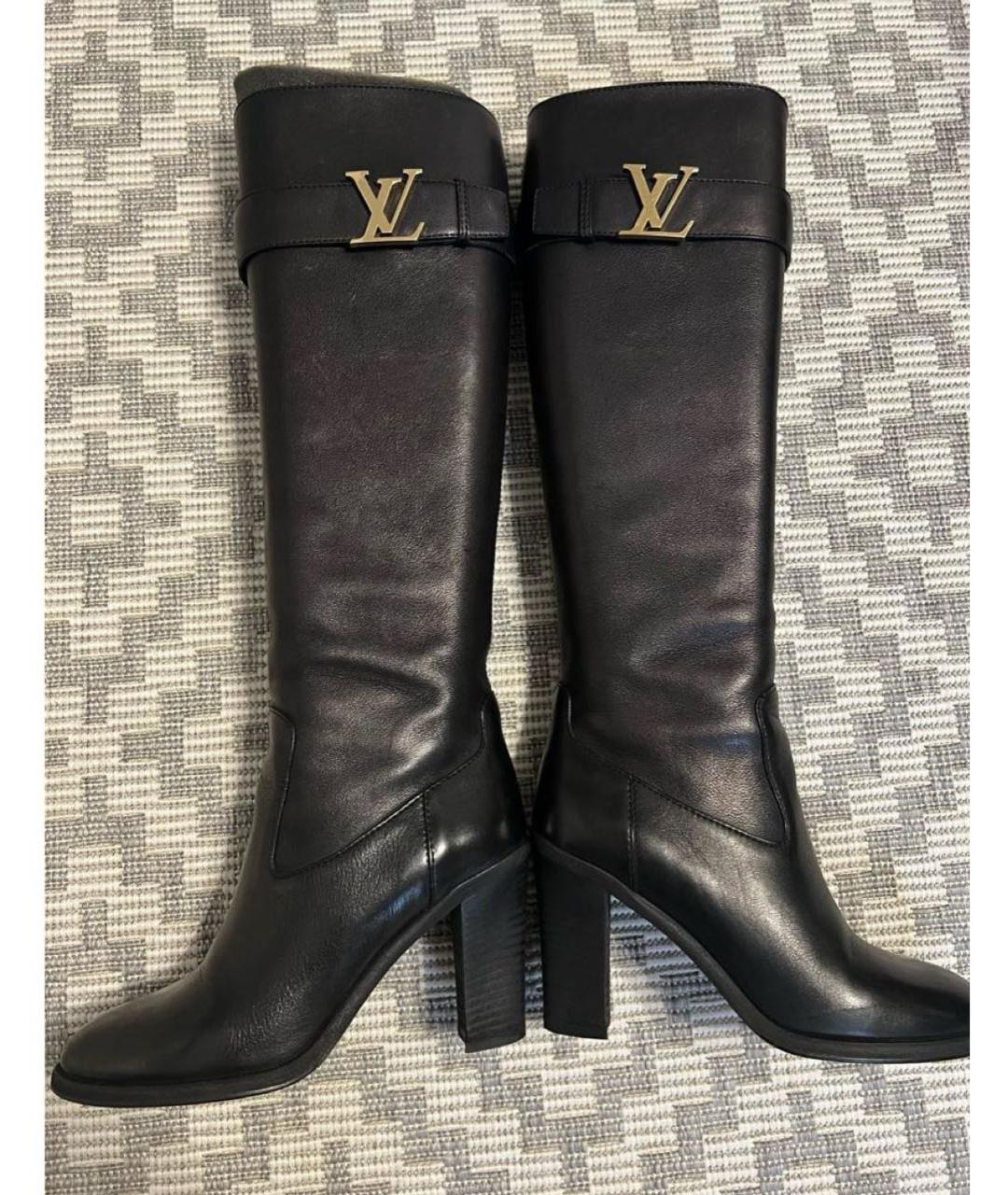 LOUIS VUITTON Черные кожаные сапоги, фото 5