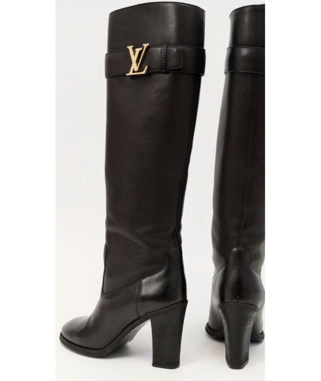 LOUIS VUITTON Черные кожаные сапоги, фото 3
