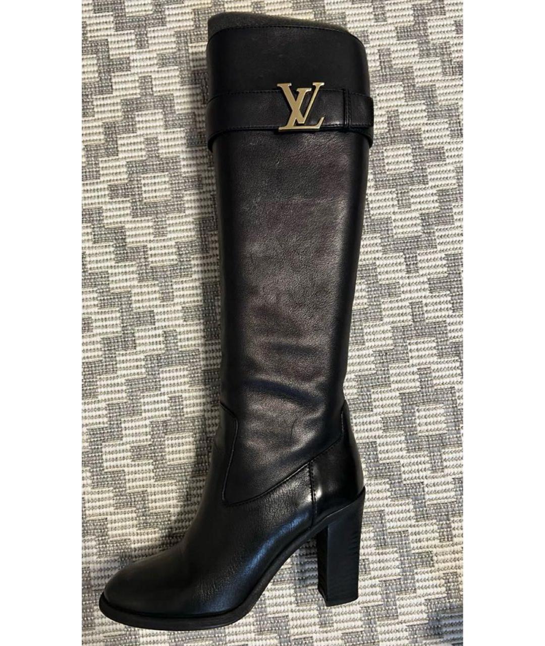 LOUIS VUITTON Черные кожаные сапоги, фото 2