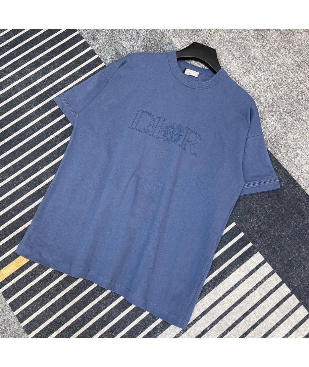 CHRISTIAN DIOR Голубая хлопковая футболка, фото 8