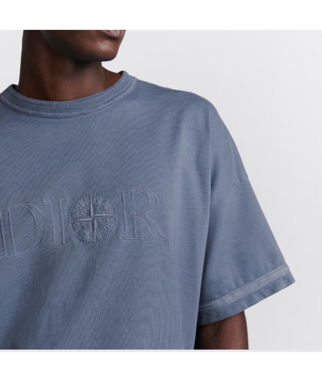 CHRISTIAN DIOR Голубая хлопковая футболка, фото 2