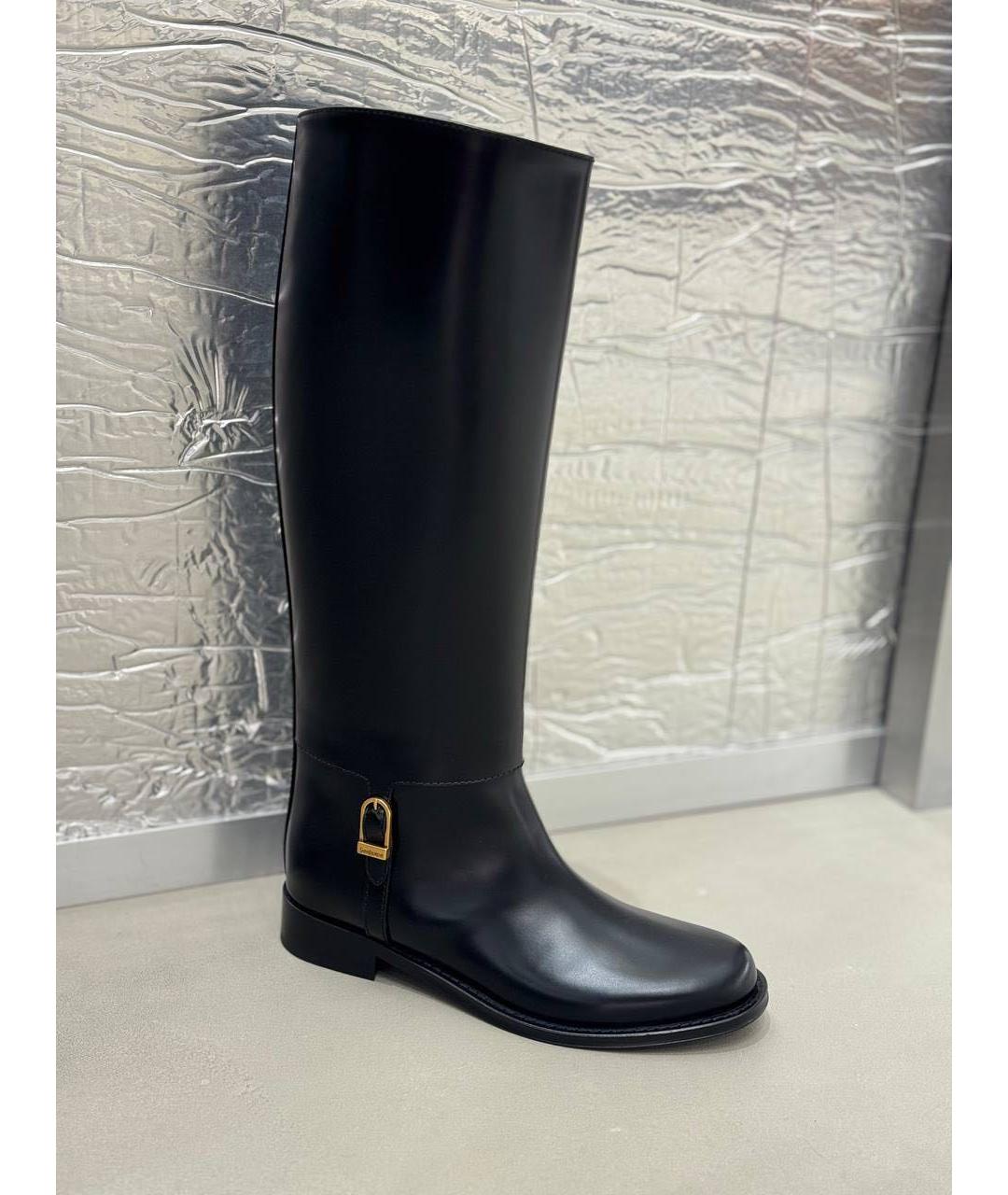 SAINT LAURENT Черные кожаные сапоги, фото 2
