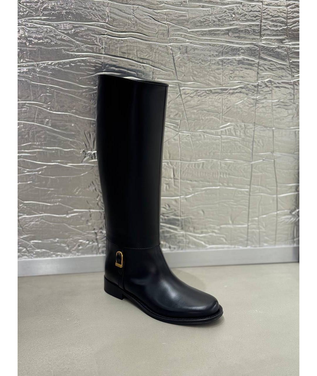 SAINT LAURENT Черные кожаные сапоги, фото 3