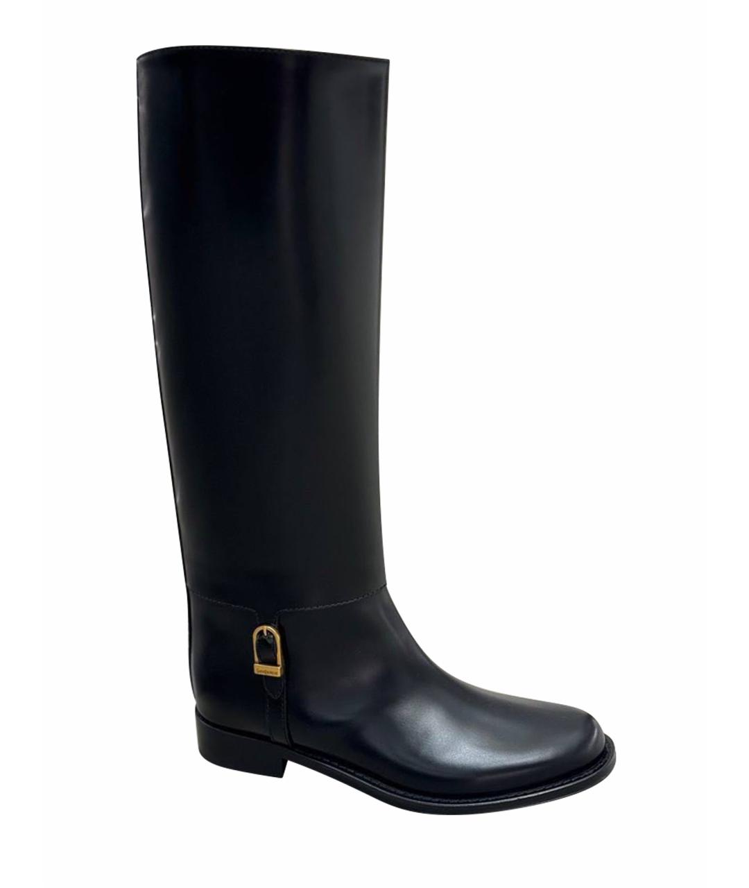 SAINT LAURENT Черные кожаные сапоги, фото 1