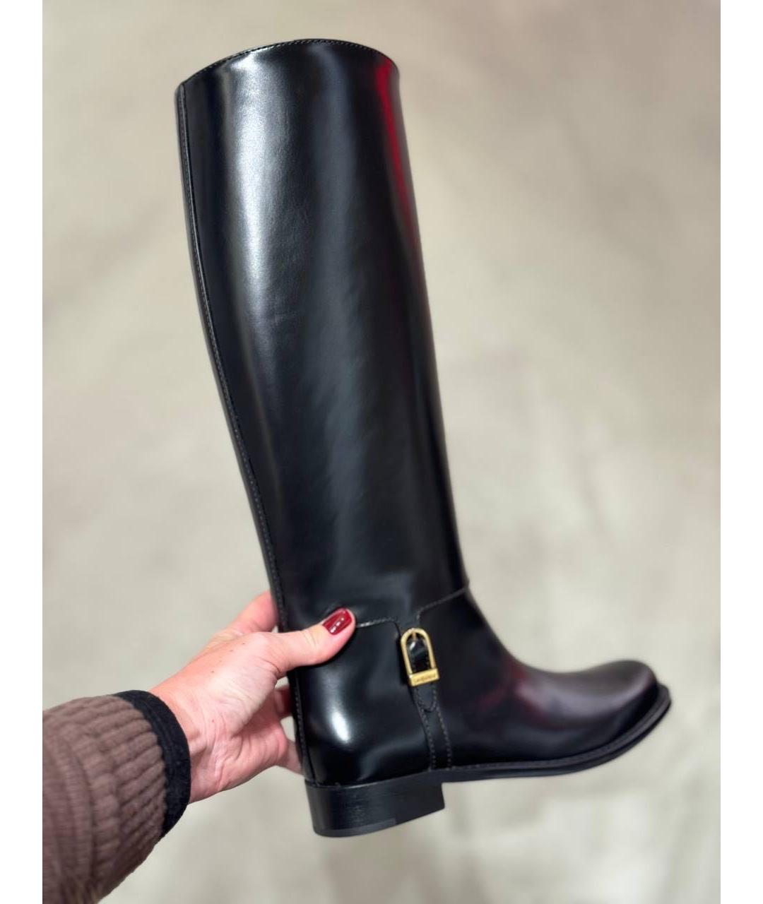 SAINT LAURENT Черные кожаные сапоги, фото 4