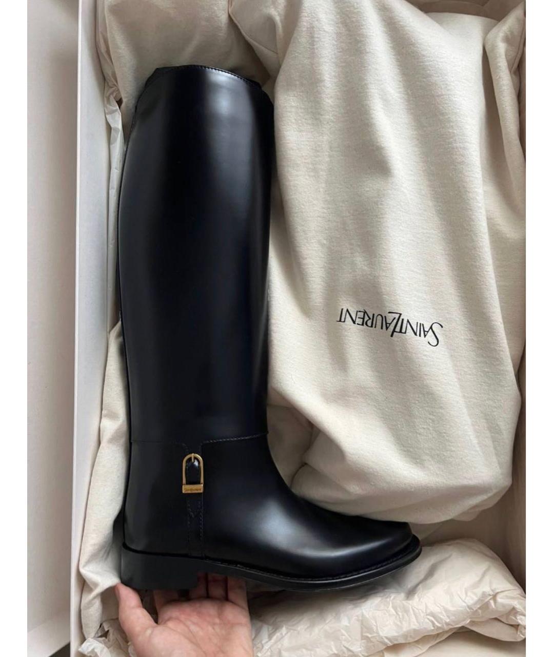 SAINT LAURENT Черные кожаные сапоги, фото 5