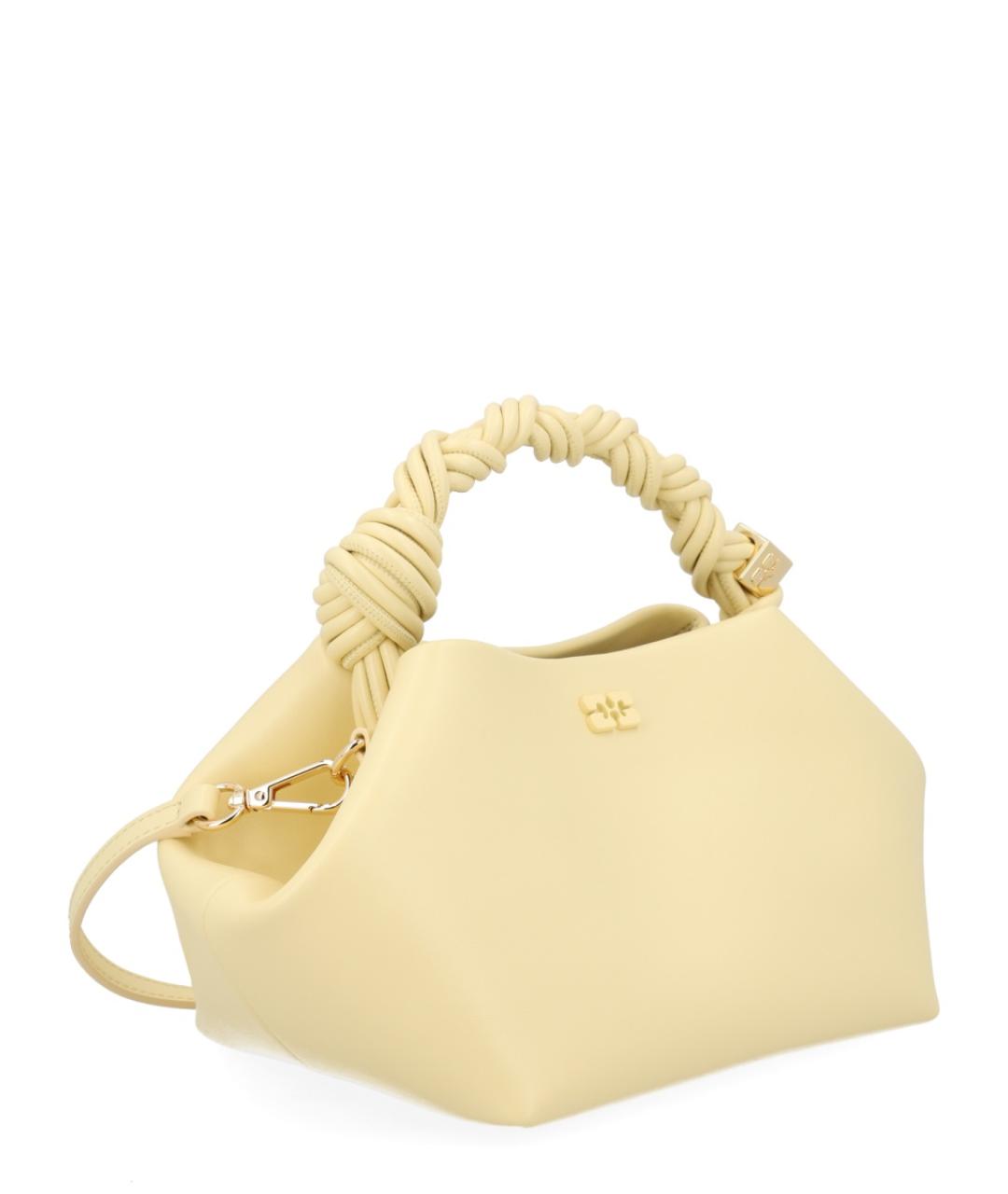 GANNI Желтая кожаная сумка с короткими ручками, фото 2