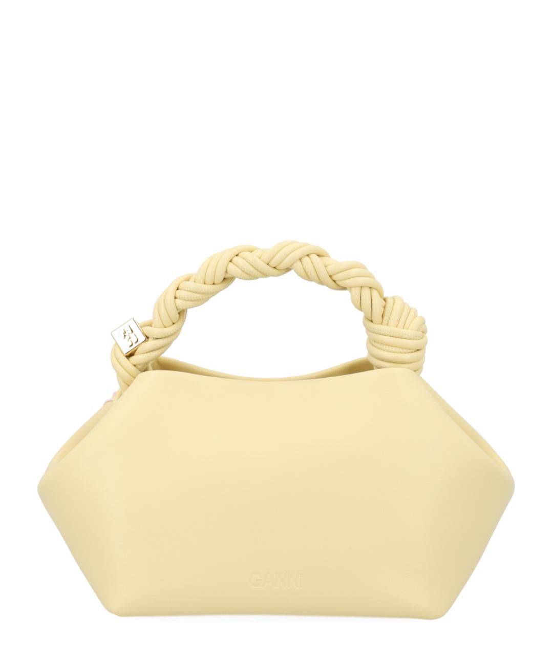 GANNI Желтая кожаная сумка с короткими ручками, фото 3
