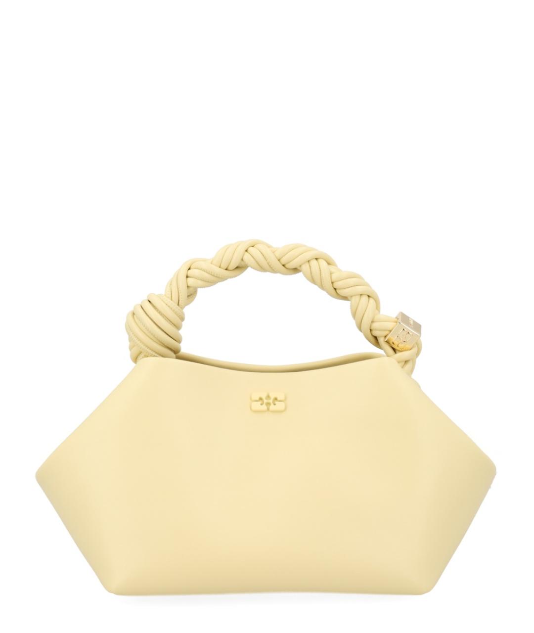 GANNI Желтая кожаная сумка с короткими ручками, фото 1